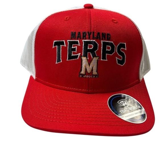 University of Maryland Terrapins Trucker Snapback Hat Red Unisex Adjustable Cap - Picture 1 of 10